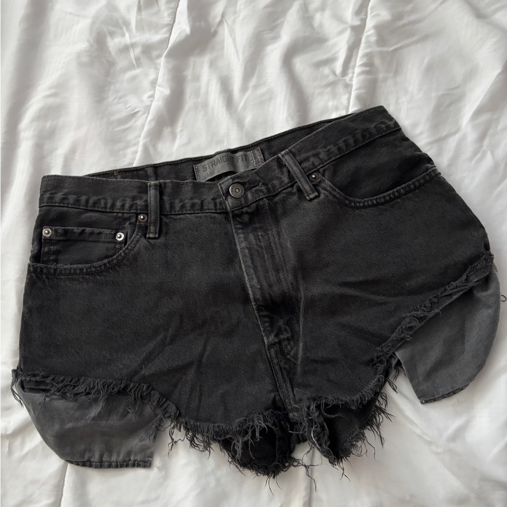 Levi's Black Distressed Jean Shorts High-Waisted